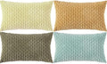 Set of 4 Yellow Olive Aqua Decorative Throw Pillow Covers 12x20 Inch Corduroy by Cozoomy