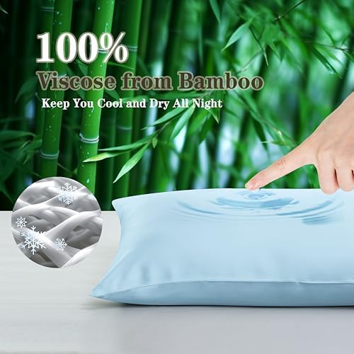Bamboo Viscose Zipper Pillow Cases Queen Size Set of 2 - Image 3