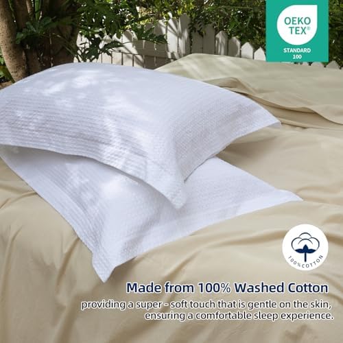 CHUFFED 100% Cotton Waffle Weave Pillowcases 2 Pack Standard, 20x26 Inches - Image 3