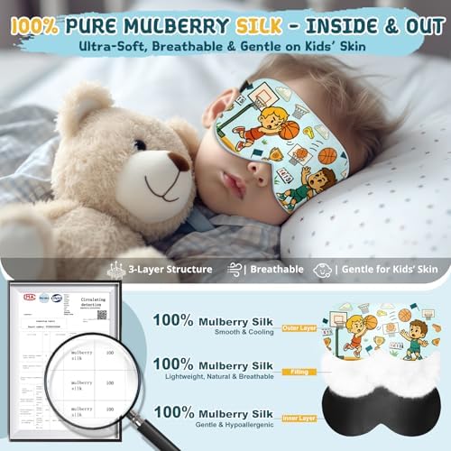 Kids Silk Sleep Mask, 100% Mulberry Silk Eye Mask - Image 2