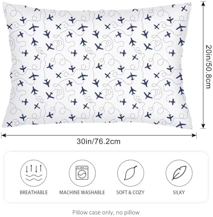 Air Plane Throw Pillow Cases Queen Size Set of 2 Sky Blue White Pillow Cover - Image 2