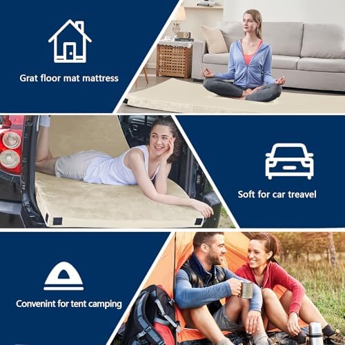 CYMULA Memory Foam Camping Mattress Pad, Sleeping Mat, Portable Roll Up Mattress - Image 4
