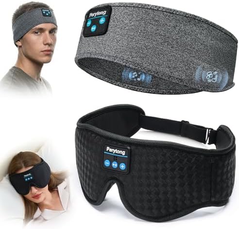 Sleep Mask and Bluetooth Sleep HeadphonesSet, Drift Off to Your Favorite Music by Perytong