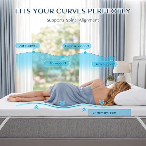 MASVIS 3 Inch Memory Foam Mattress Topper California King Size, Ventilated Gel - Image 2