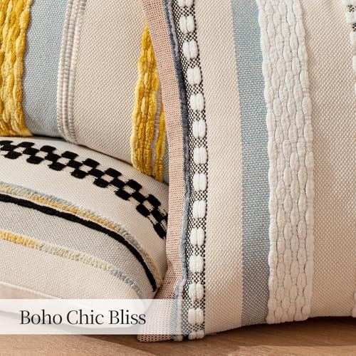 ANRODUO Boho Decorative Pillow Covers 18x18 Inch Black Stripe Pack of 2 - Image 5