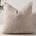 DEZENE 26x26 Beige Euro Sham Pillow Cover Striped Textured Boucle Chic Morden by DEZENE