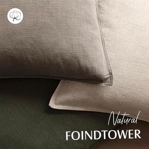 Foindtower Linen Solid Decorative Throw Pillow Covers 26x26 Inch Brown Tan - Image 4