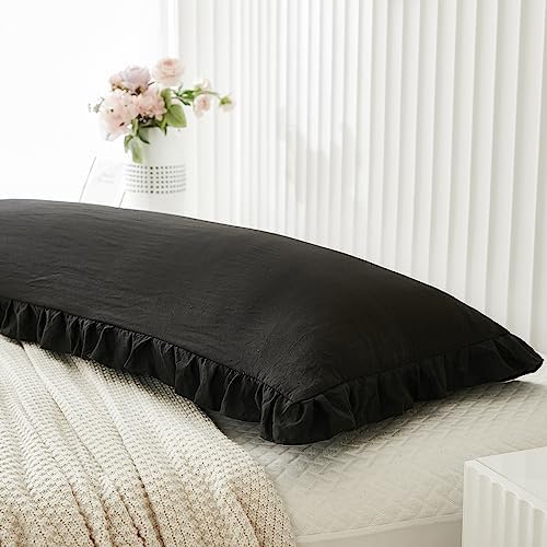 Black Body Pillow Cover 20x54inches Long Pillowcase Ruffled Pillowcases Shabby - Image 4