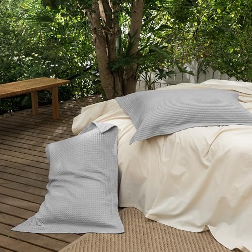 CHUFFED 100% Cotton Waffle Weave Pillowcases 2 Pack Queen Size, 20x30 Inches - Image 4