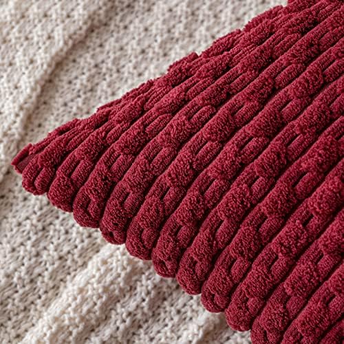 MIULEE Christmas Decorative Throw Pillow Covers 18x18 Burgundy Textured - Image 2