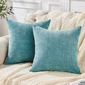 GAWAMAY Smoke Blue Chenille Throw Pillow Covers 26x26 Set of 2 by GAWAMAY