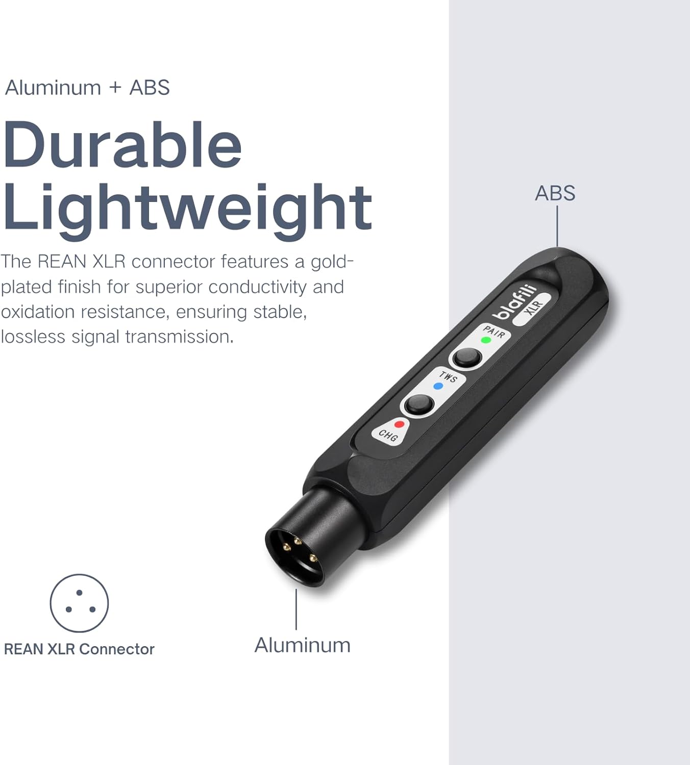 XLR Portable Bluetooth v5.1 Music Receiver, aptX HD aptX Low Latency AAC SBC TWS, Rechargeable Battery 10hrs Long Playtime, USB-C DAC for Mixing Console Desk, Audio Mixer, PA DJ System