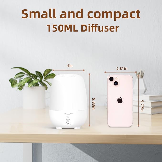SEEDSEEL 150ML Rechargeable Battery Operated Essential Oil Diffuser, 7-Hour - Image 4