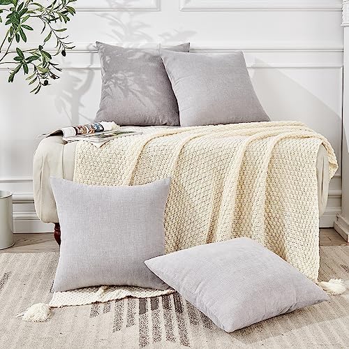 GAWAMAY Light Gray Chenille Throw Pillow Covers 18x18 Set of 4 - Image 2