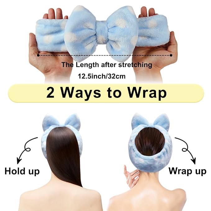 Shintop Sweet Super Soft Caroset Polka Dots Wash Cosmetic Headband Hairlace - Image 3