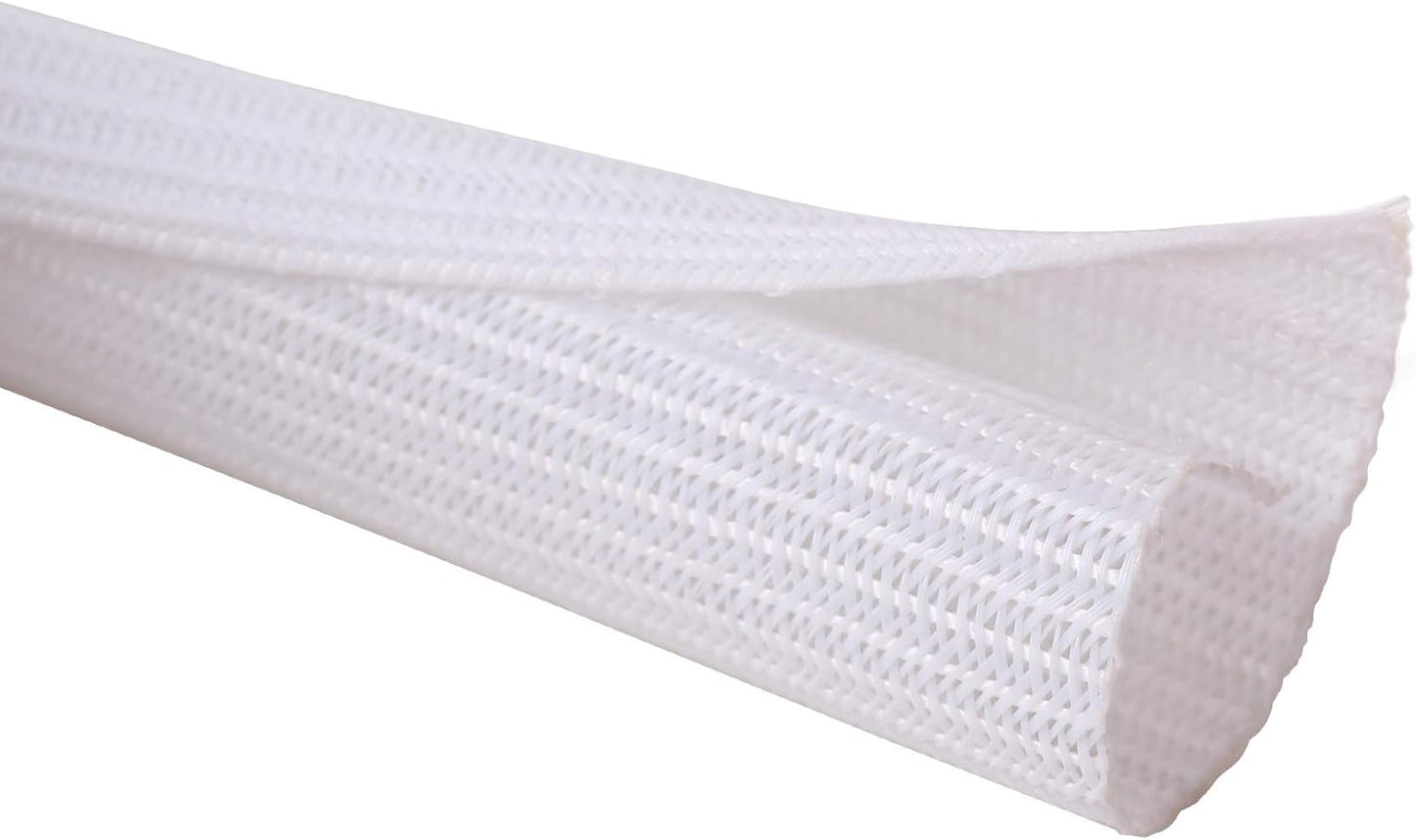 Alex Tech 20ft - 1.5 inch Cord Protector Wire Loom Tubing Cable Sleeve Split Sleeving for USB Cable Power Cord Audio Video Cable - Protect Cat from Chewing Cords - White