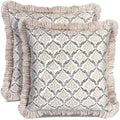 CPC Sandstone Regal Hand Block Print 100% Cotton Ruffle Throw Pillow Cover by COTTONPRINTCLUB