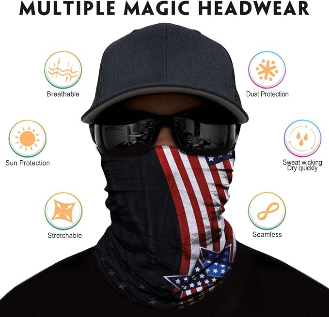 Venswell Neck Gaiter Face Mask Men Women, Seamless Bandana Rave Face Cover - Image 2