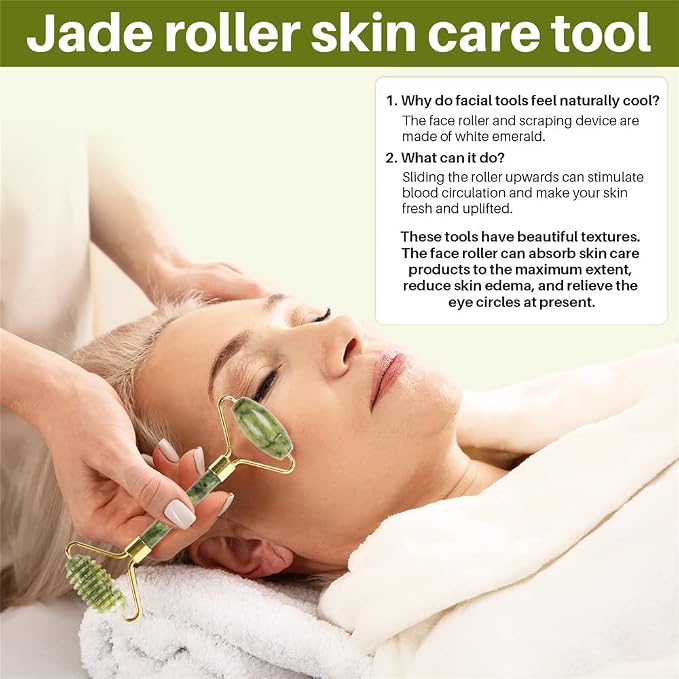 shenghang Emerald Facial Roller Massager Anti-Wrinkle and Relieve Edema Facial - Image 7