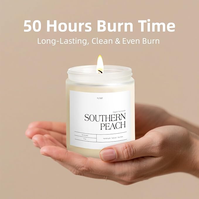 Peach Scented Candles for Home, 9oz Natural Soy Wax Aromatherapy Organic Peach - Image 4