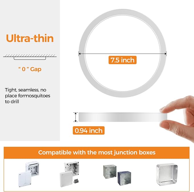 2PACK LED Flush Mount Ceiling Light Fixture, 3000K-4000K-6500K & 100W - Image 4