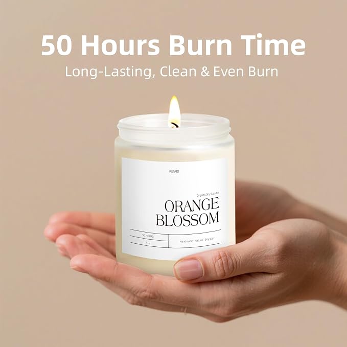 Orange Blossom Candles for Home Scented, Natural Soy Wax Aromatherapy Non Toxic - Image 4