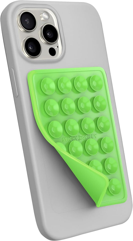 Suction Phone Case Mount, Sillicon Adhesive Phone Accessory for iPhone and Android, Hands-Free Fidget Toy Mirror Shower Phone Holder, Tiktok Videos and Selfies (Green)