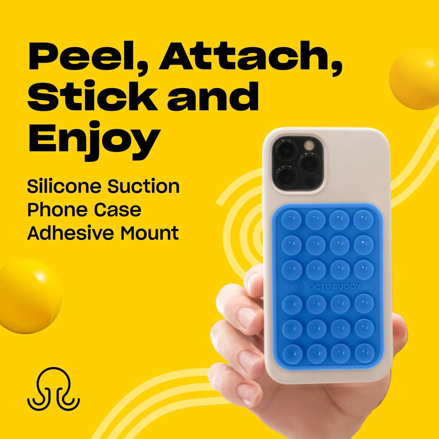 Classic MAX - Silicone Suction Phone Case Adhesive Mount - Hands-Free, Strong Grip Holder for Selfies and Videos - iPhone and Android Compatible - 2.6″ x 3.9″, Baby Blue Jay