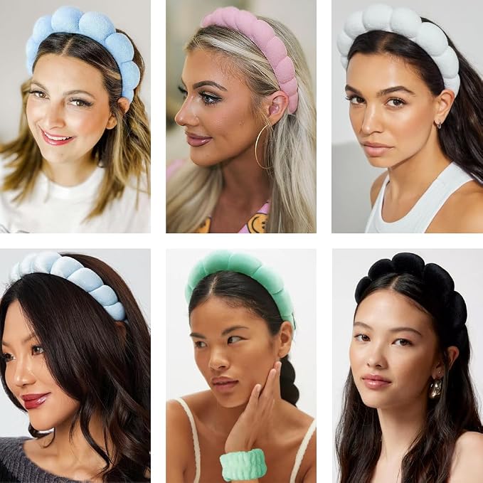 Spa Headbands for Washing Face Wristband Set Sponge Makeup Skincare Headband - Image 5