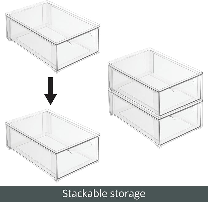 mDesign Plastic Stackable Bathroom Storage Organizer Bin Containers - Image 4