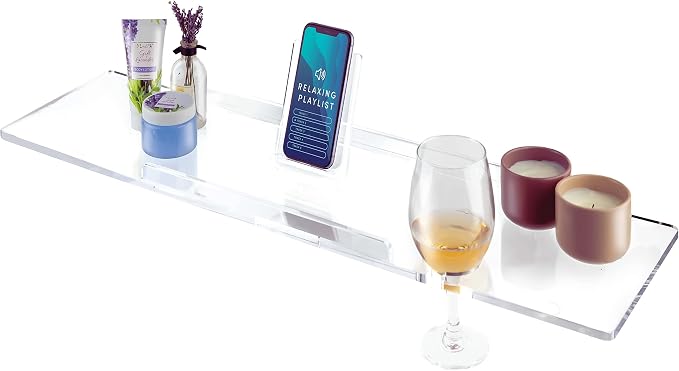 30" Supreme- Clear Bathtub Tray Caddy Tub Shelf by REBECCA+LUXURIOUS+BATH