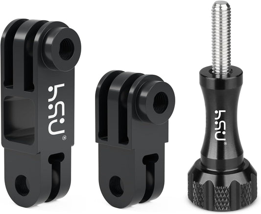 HSU Aluminum Alloy Metal Adjust Arm Straight Joints Mount, Long and Short Vertical Direction Straight Joints Mount for Gopro Hero 13 12 11 10 9 8 7 6 5, AKASO Campark and Other Action Cameras (Black)