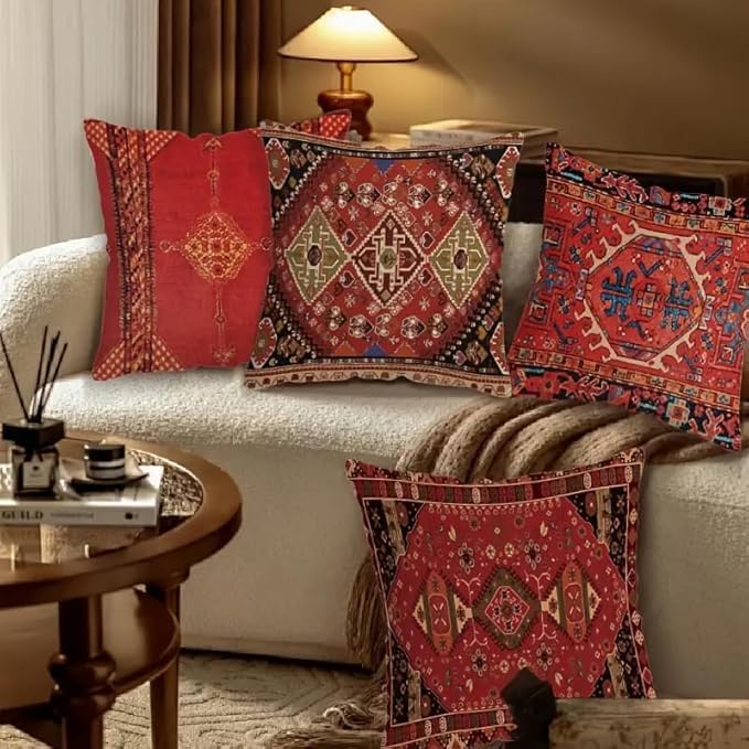 Set of 4 Vibrant Oriental Ikat Throw Pillow Covers - Image 7