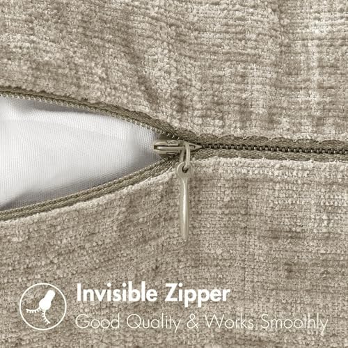 MIULEE Soft Chenille Throw Pillow Covers Light Taupe 20x20 Inch Pack of 2 - Image 4