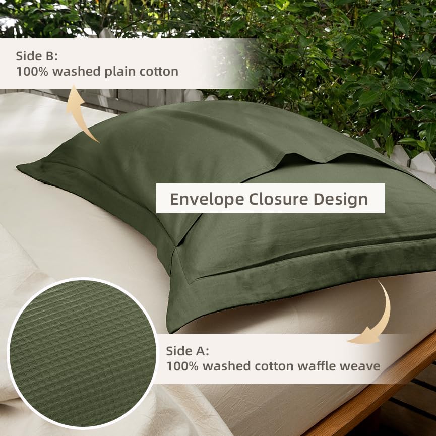 CHUFFED 100% Cotton Waffle Weave Pillowcases 2 Pack Standard Size, 20x26 Inches - Image 5