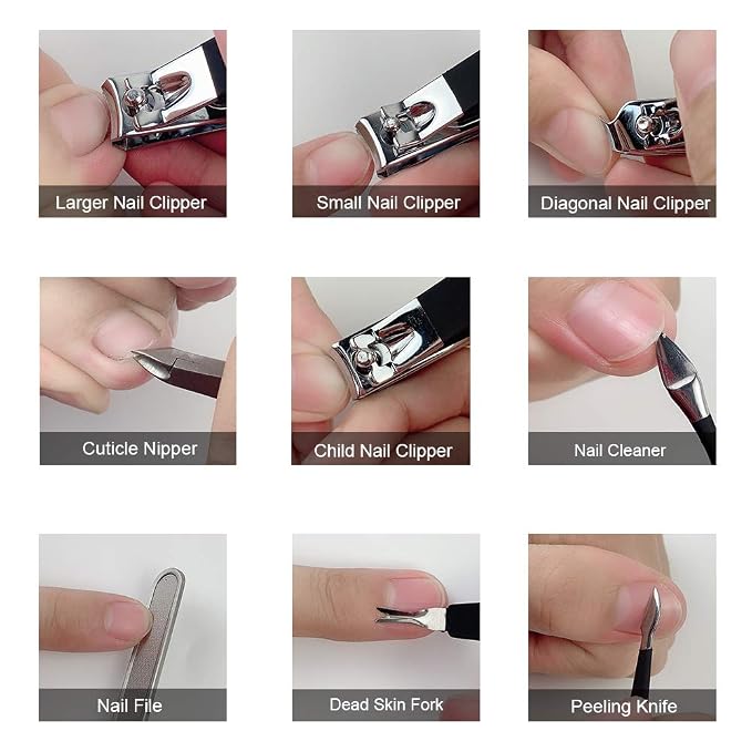 Manicure Set Professional Nail Clippers Kit Pedicure Care Tools- Stainless - Image 6