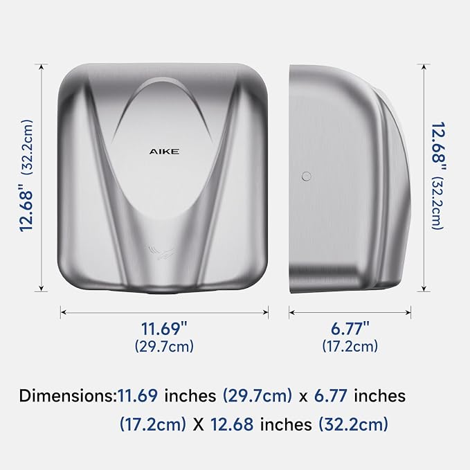AIKE Elephant Power Commercial Hand Dryer High Speed Auto Warm Wind, Brushed - Image 3