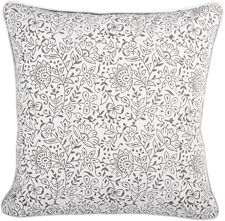 Ridhi Block Print Taupe Cotton Pillow Cover 24" x 24" Set of 2 - Image 4