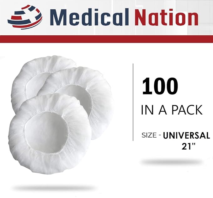 Medical Nation 21" Disposable Bouffant Caps | Pack of 100, Non-Pleated Head - Image 9