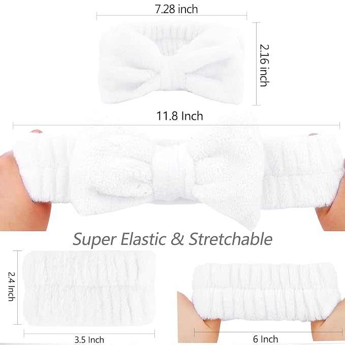 VELSCRUN Spa Headband, Makeup Face Wash Skincare Headbands, Bow Hair Band Party - Image 7