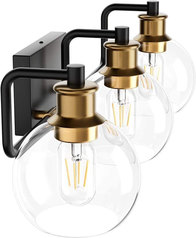 Tipace Black & Gold Vintage Bathroom Vanity Light Fixtures Over Mirror Glass - Image 5