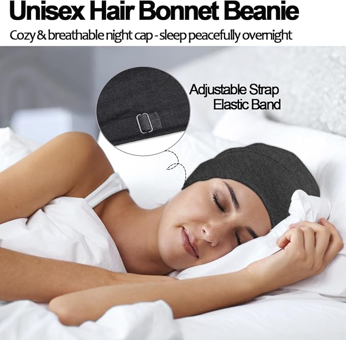 Sleep Cap Bonnet for Sleeping Black Women, Adjustable Cooling Ice Silk Lined - Image 5