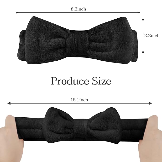 Casoty 6 Pcs Black Spa Headband, Bow Hair Band, Hair Band - Image 3