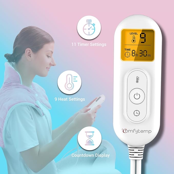 Comfytemp Heating Pad for Neck and Shoulders and Back, 2.6lb Weighted Electric - Image 4