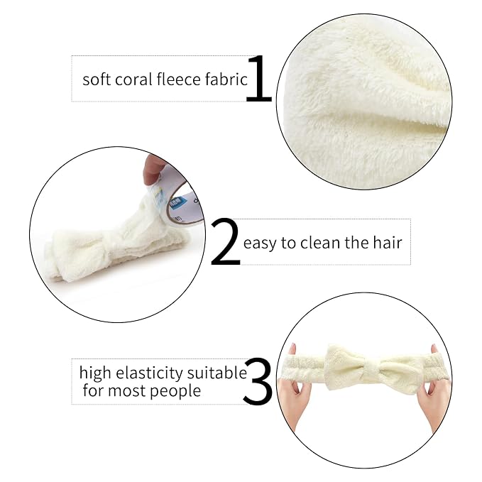 Semato 8 Pcs Creamy White Spa Headband Bachelorette Party Favor Set Skincare - Image 2