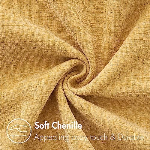 MIULEE Soft Chenille Throw Pillow Covers Gold 16x16 Inch Pack of 2 - Image 2