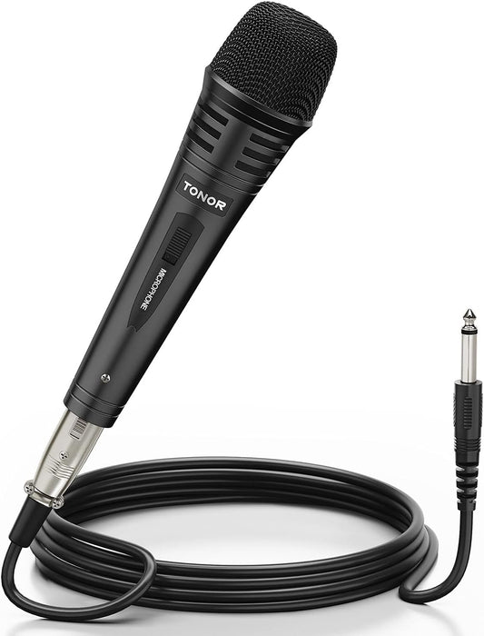 TONOR K1 Vocal Microphone for Singing, Dynamic Handheld Wired Karaoke Mic, Microfono with 5M XLR to 1/4" Cable, Compatible with Amp, Mixer, Suitable for Speech, Karaoke and Outdoor Activities