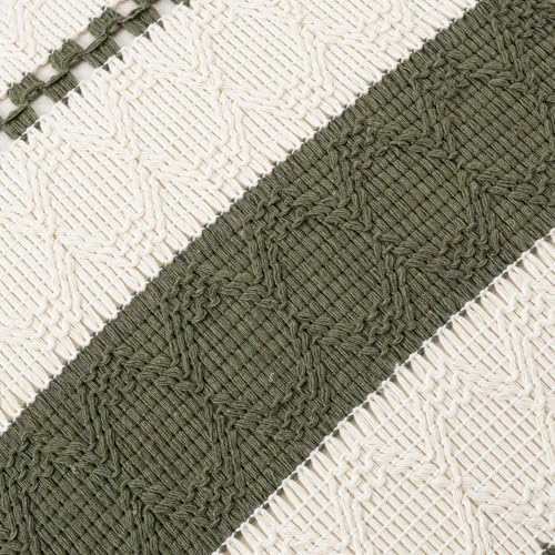 Fancy Homi Set of 2 Boho Olive Green Decorative Throw Pillow Cover 22x22 Inch - Image 4