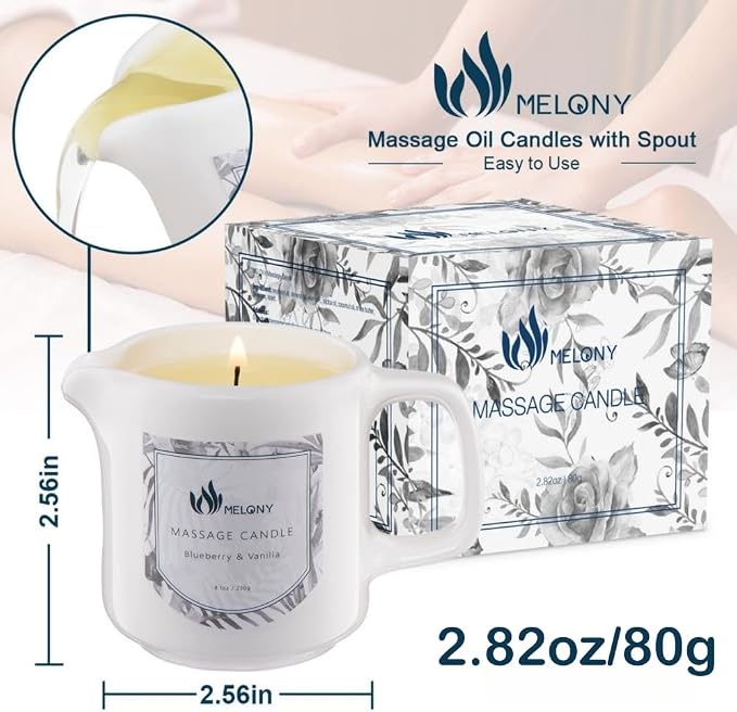 MELONY Soy Massage Oil Candle | Blue & Vanilla | Low Temp | 2.82 OZ / 80G | - Image 6