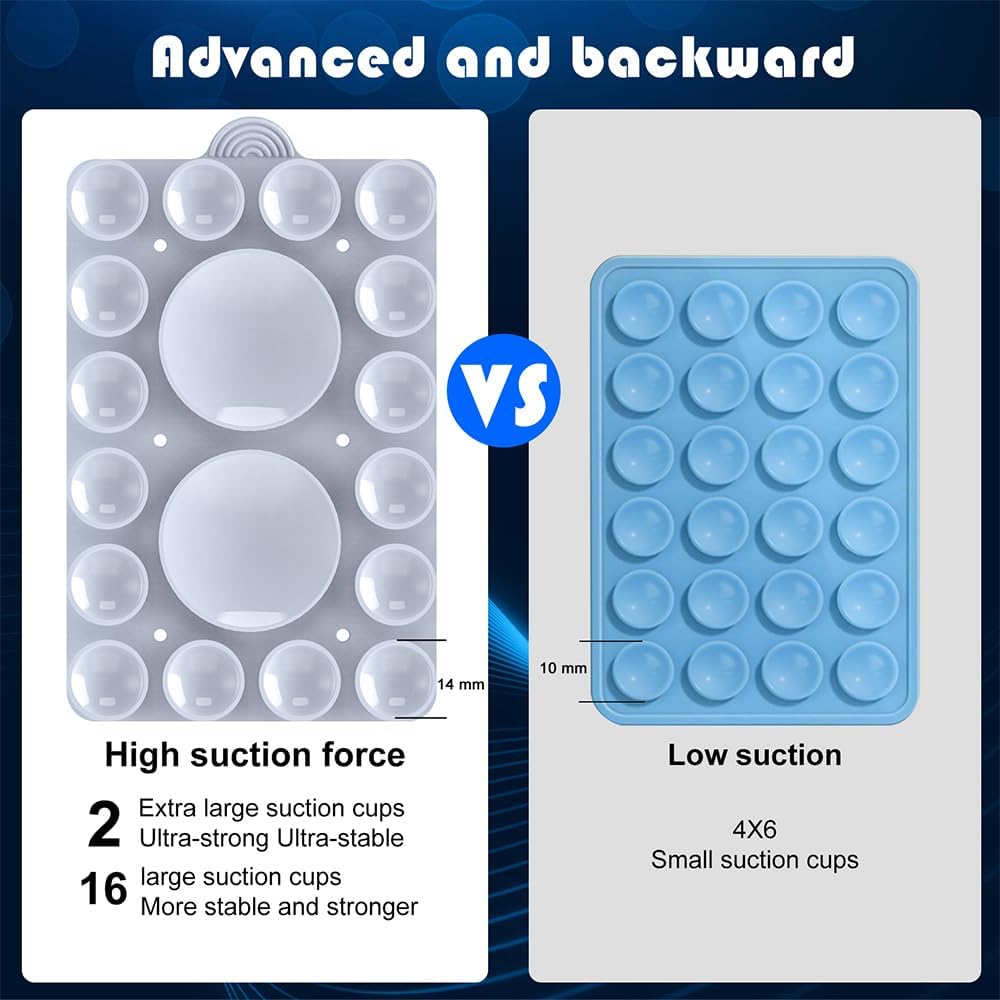 ZYCCER Double Sided Silicone Suction Phone Holder Mount,Compatible with iPhone and Android Cases Hands-Free Mirror Shower Phone Mount Strong Grip Holder (Light Blue, Double Sided 2PCS)